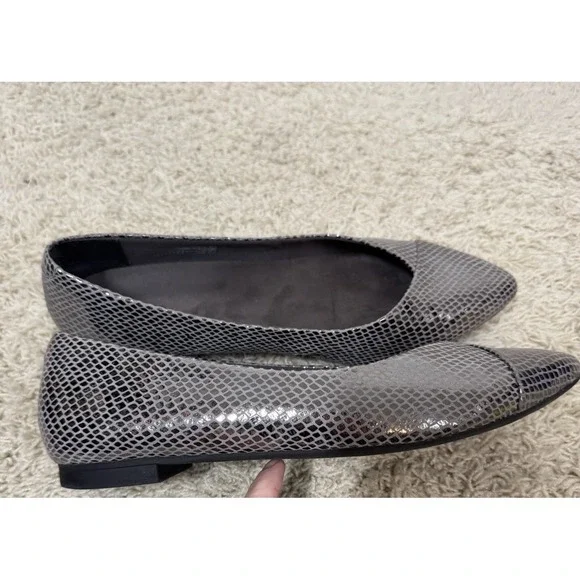 Vionic Caballo Shoes Flats Silver Snakeskin Print Leather Pointed Toe Size 9 - Picture 6 of 11